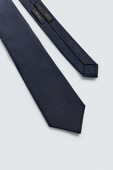 CRAVATE 100% SOIE STRUCTURÉE - Bleu marine de Zara - Image 3