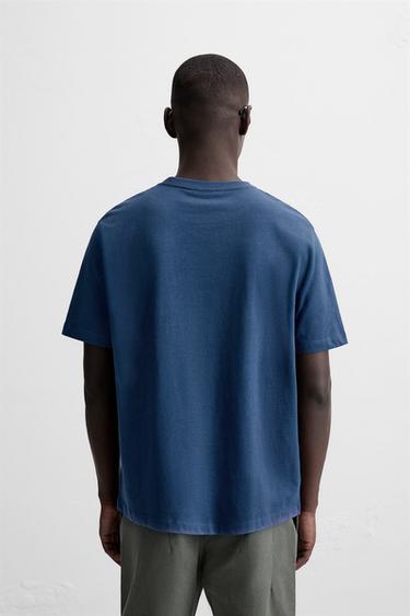 T-SHIRT MEDIUM WEIGHT BASIQUE - Bleu de Zara - Image 2