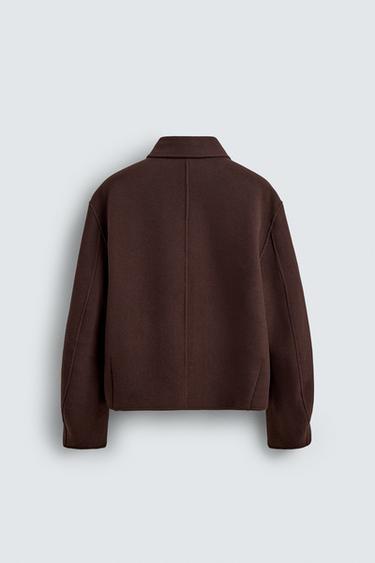 BLOUSON COUPE BOXY AVEC LAINE - Aubergine de Zara - Image 7