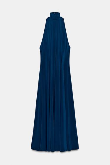 VESTIDO LARGO CUELLO SUBIDO - Azul de Zara