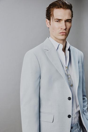 SLIM FIT SUIT BLAZER - Sky blue by Zara - Image 4