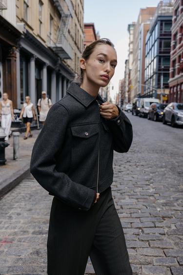SOFT ZIP-UP JACKET - Grey by Zara