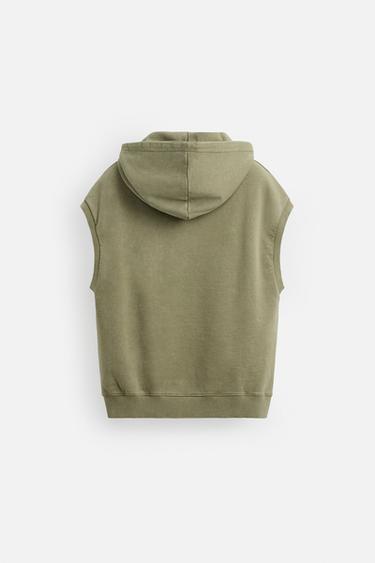 SWEAT DÉLAVÉ À CAPUCHE - Kaki foncé de Zara - Image 7