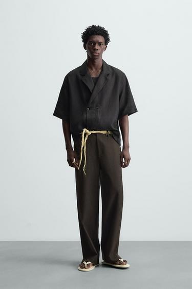 CAMISA KIMONO 100% LINHO - Preto da Zara - Imagem 0