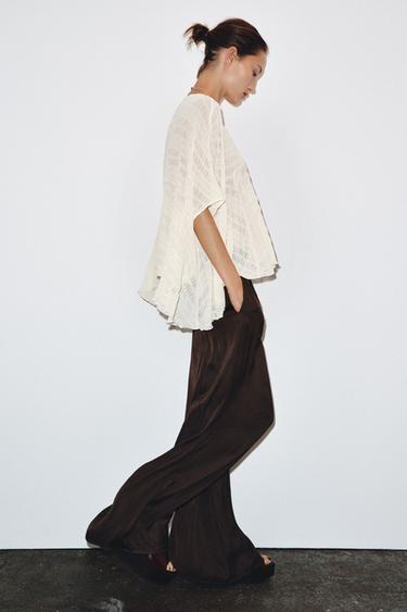 ASYMMETRIC TEXTURED CAPE - Ecru by Zara - Image 4