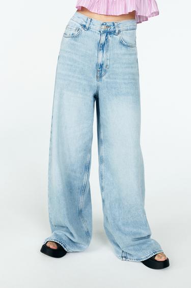 ZW COLLECTION HIGH-WAIST PALAZZO JEANS - Light blue by Zara