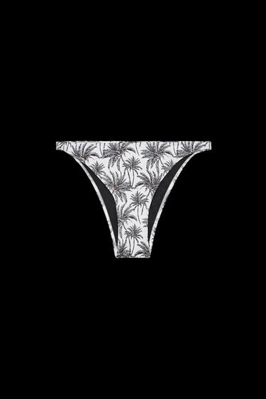PALM TREE PRINT BIKINI BOTTOMS - Ecru / Black by Zara