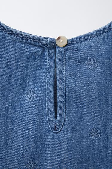 EMBROIDERED FLORAL DENIM TOP - Blue by Zara - Image 2