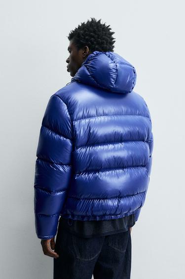 VESTE MATELASSÉE 100% PLUMES DÉPERLANTE Bleu électrique ZARA