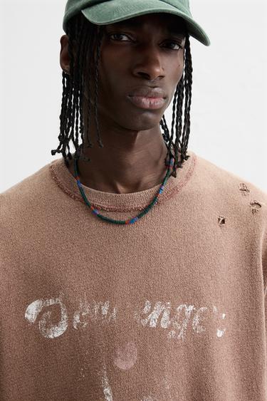 CONTRAST PRINT KNIT T-SHIRT - Brick by Zara - Image 4