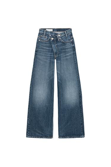 TRF WIDE-LEG CROSSED WAIST HIGH-WAIST JEANS