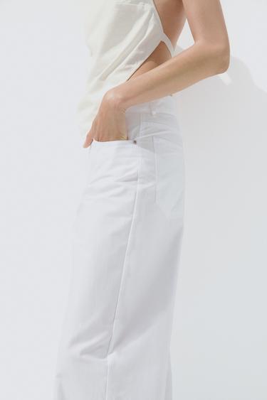 PANTALON DROIT BRODÉ - Blanc de Zara - Image 3