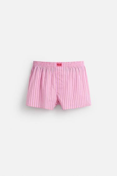Zara LIMITED EDITION STRIPED POPLIN BOXERS - Pink