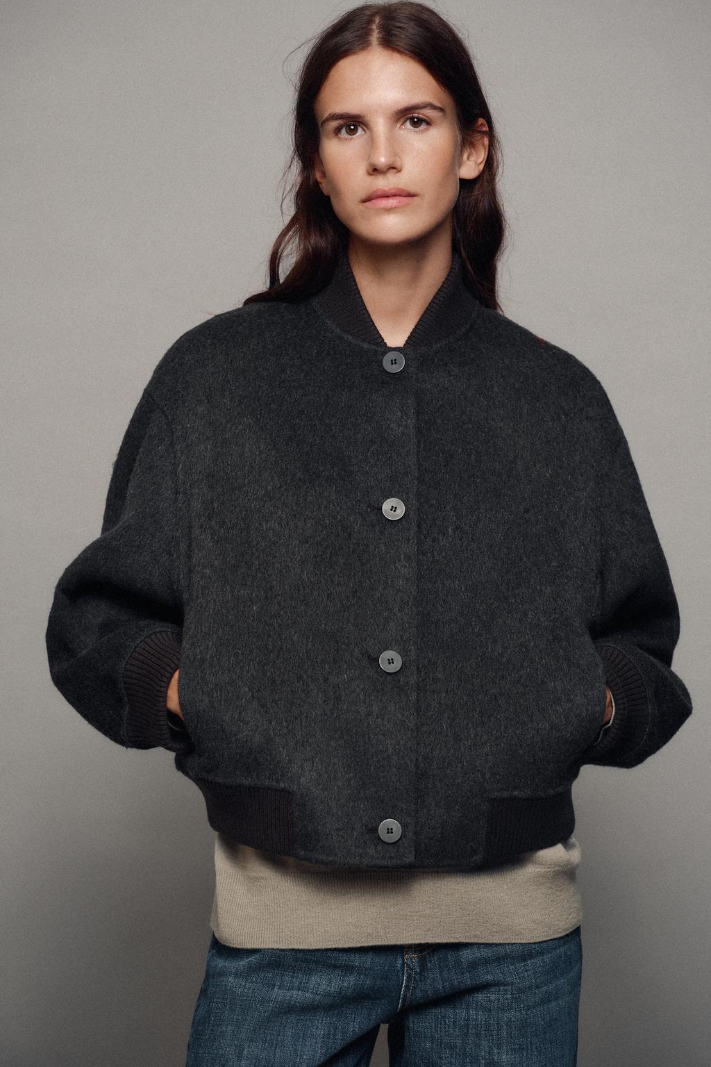 ZW COLLECTION WOOL BLEND BOMBER JACKET