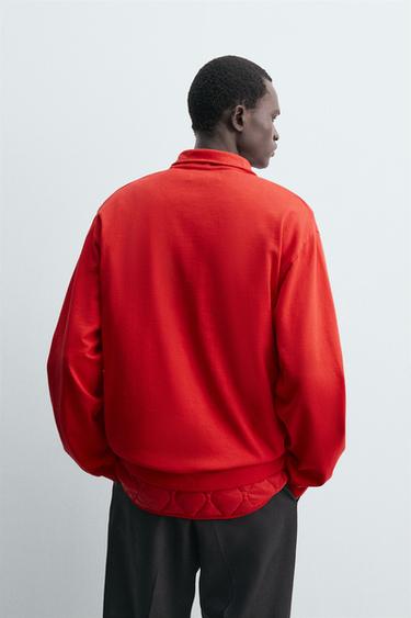 SWEAT DÉLAVÉ COL ZIPPÉ - Rouge de Zara - Image 2