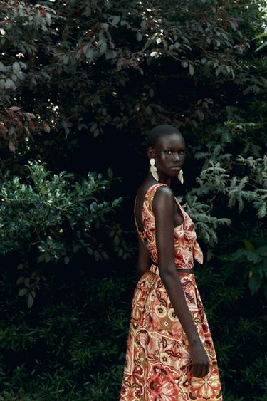 TOP RUSTIQUE IMPRIMÉ AVEC NŒUD - Multicolore de Zara - Image 2