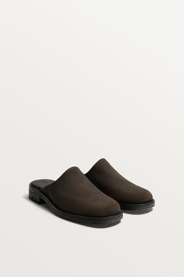 LEATHER CLOGS - Brown by Zara