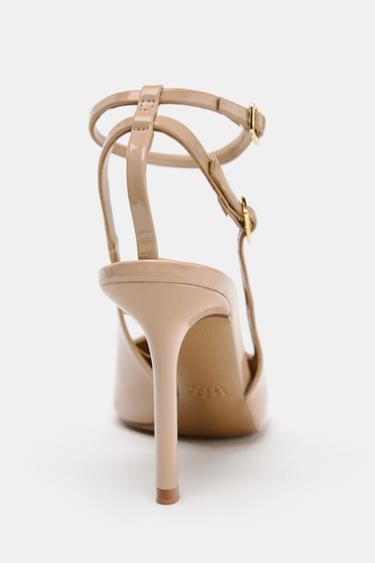 PATENT EFFECT SLINGBACK HIGH HEELS - Beige by Zara - Image 4