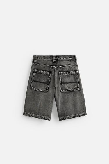 FADED BAGGY FIT DENIM BERMUDA SHORTS - Black by Zara - Image 7