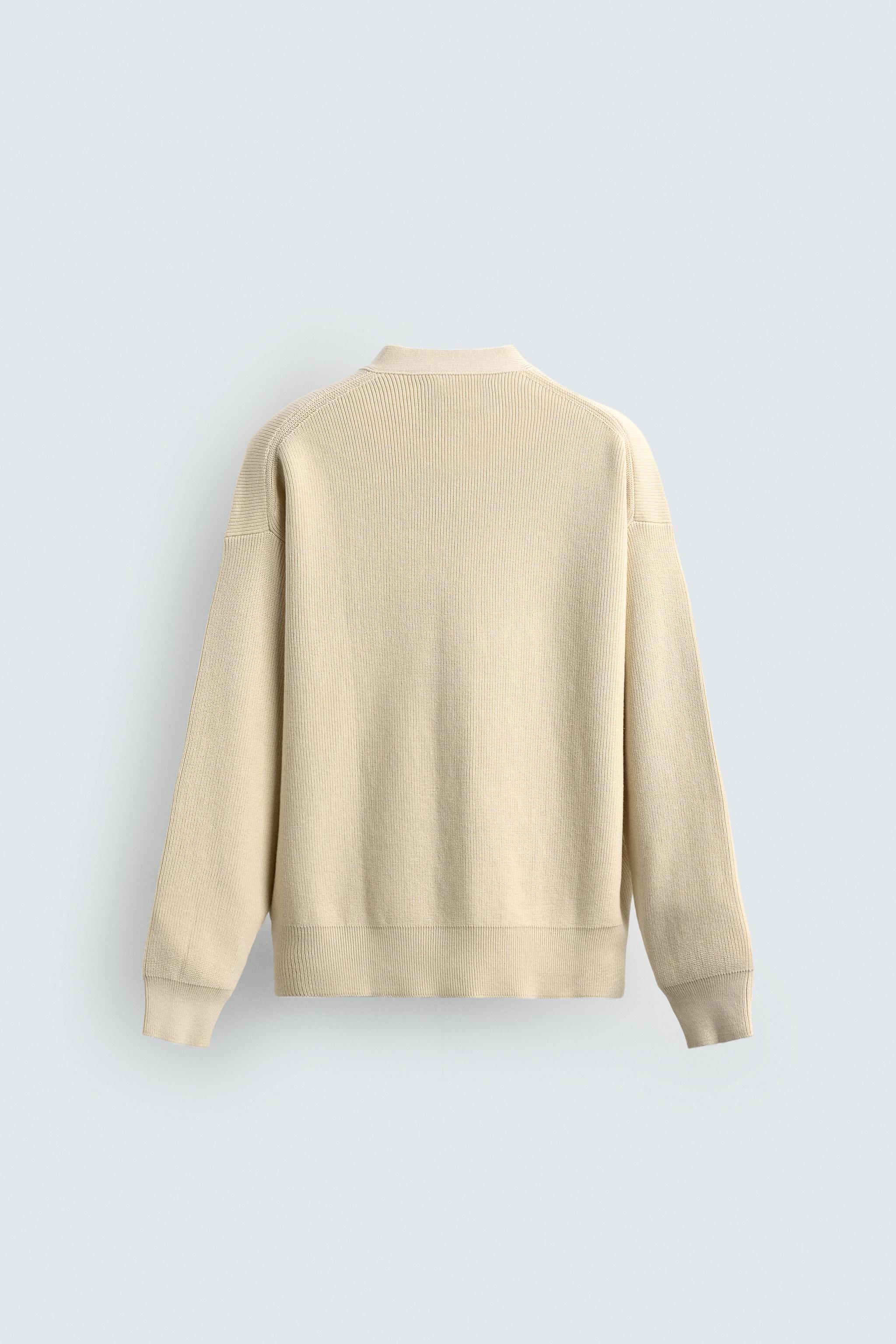 コットンテクスチャー素材カーディガン - ブラウン | ZARA Japan / 日本