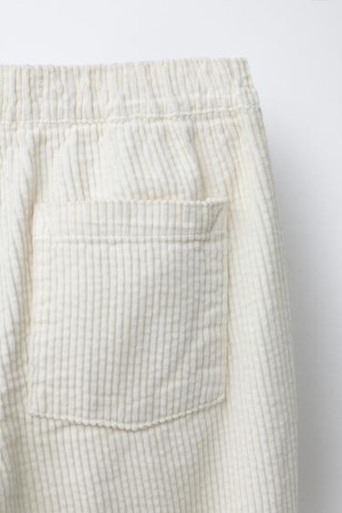 PANTALON EN VELOURS CÔTELÉ ÉPAIS - Écru de Zara - Image 3