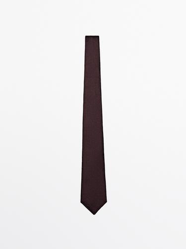 Zara 100% silk tie - Maroon - Image 0