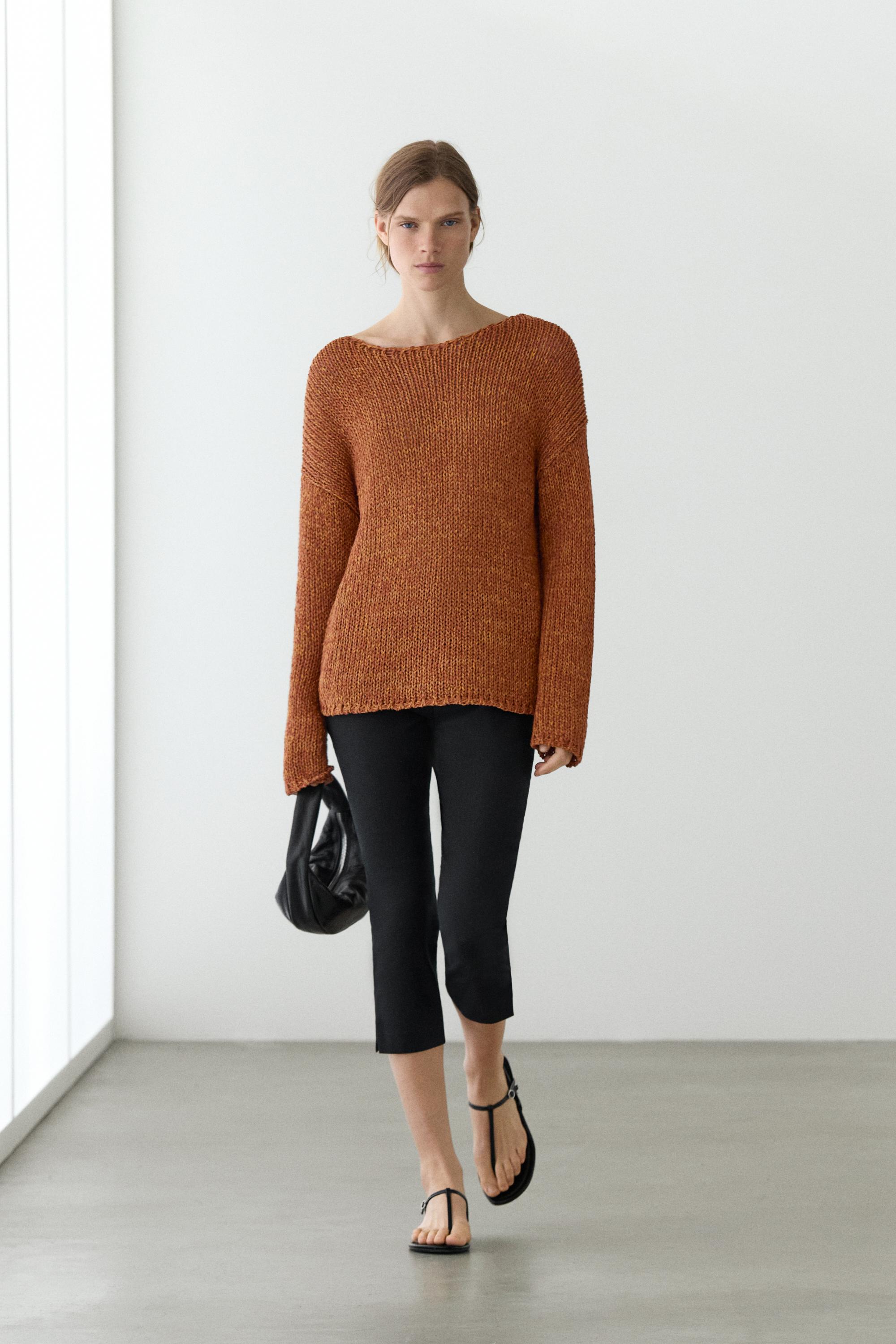 Cotton blend cutwork sweater