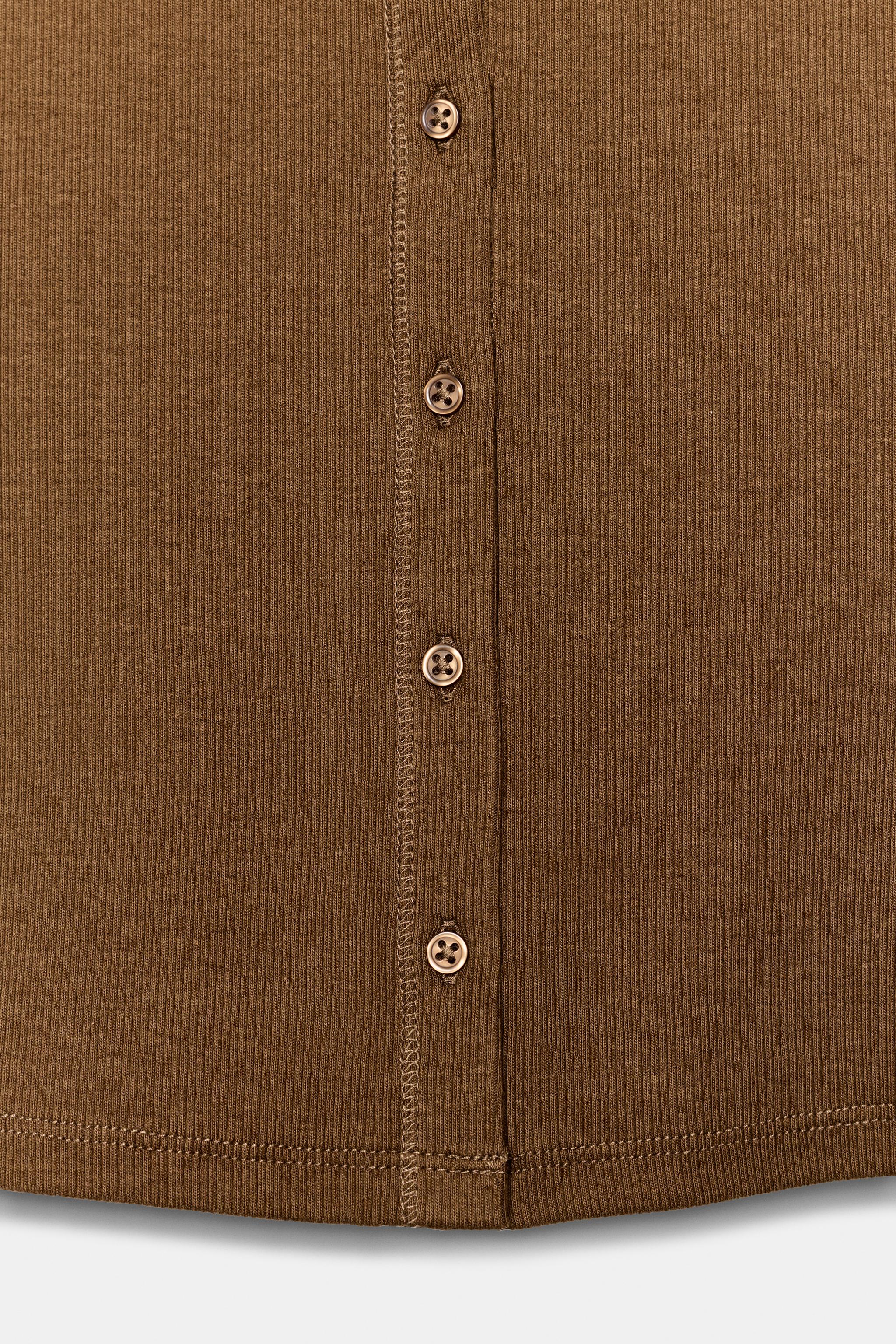 RIBBED BUTTON-UP T-SHIRT - thumbnail 6
