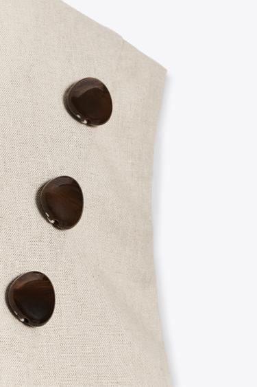 SHORT CROSSOVER LINEN BLEND TOP - Light beige by Zara - Image 5