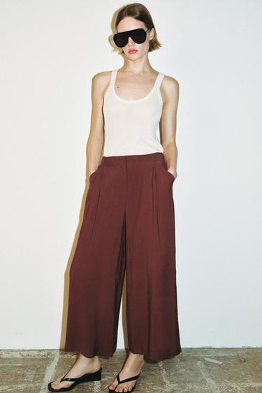 DARTED CULOTTES - Burgundy by Zara - Image 4