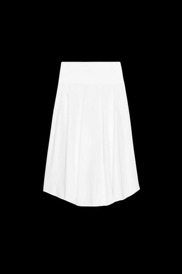 Zara ASYMMETRIC MIDI SKIRT - White