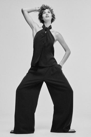 FLOWING PALAZZO TROUSERS - Black by Zara