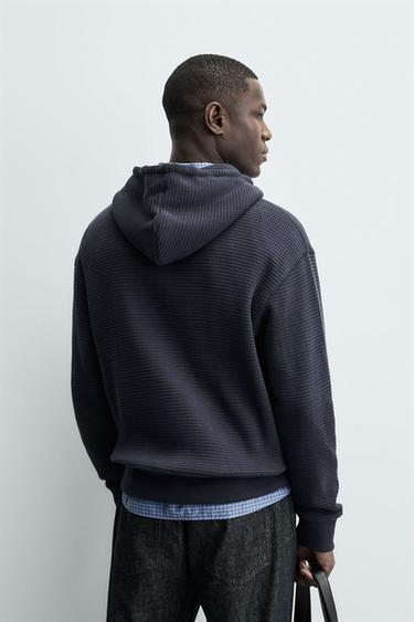 WAFFLE TEXTURED ZIP-UP SWEATSHIRT - Blue by Zara - Image 2