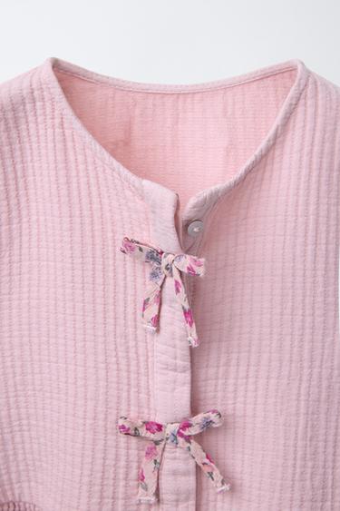 TEXTURED SHIRT WITH BOWS - Pink by Zara - Image 2