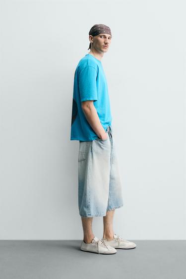FADED PRINT KNIT T-SHIRT - Aquamarine by Zara - Image 3