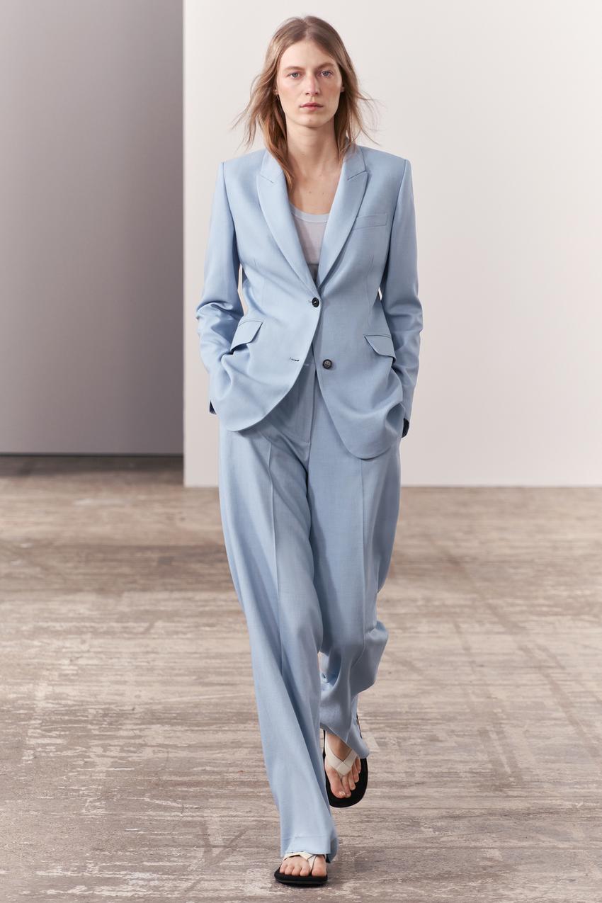 ZW COLLECTION BUTTONED TAILORED JACKET - Light blue
