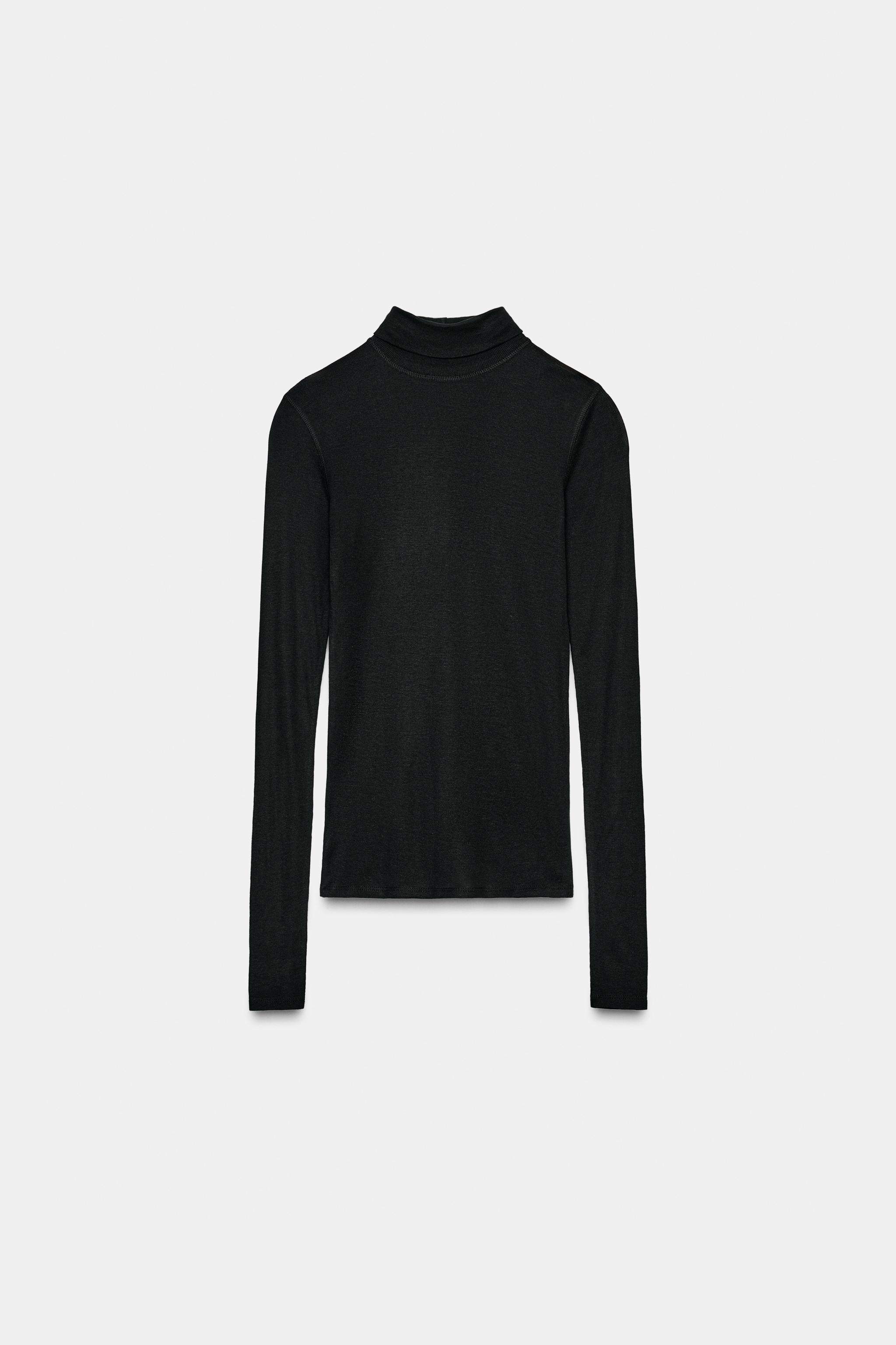 HIGH NECK T-SHIRT - Black | ZARA United States
