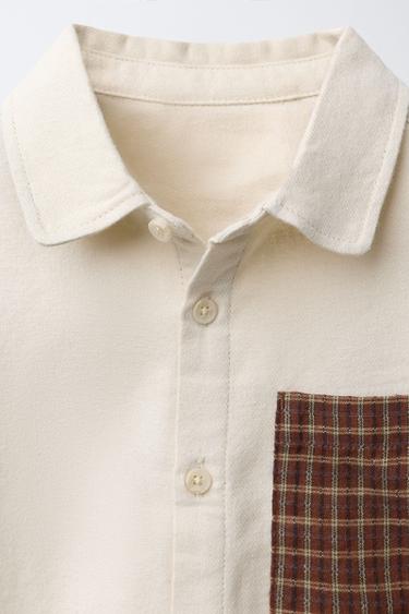 CHEMISE POCHE À CARREAUX - Écru de Zara - Image 2