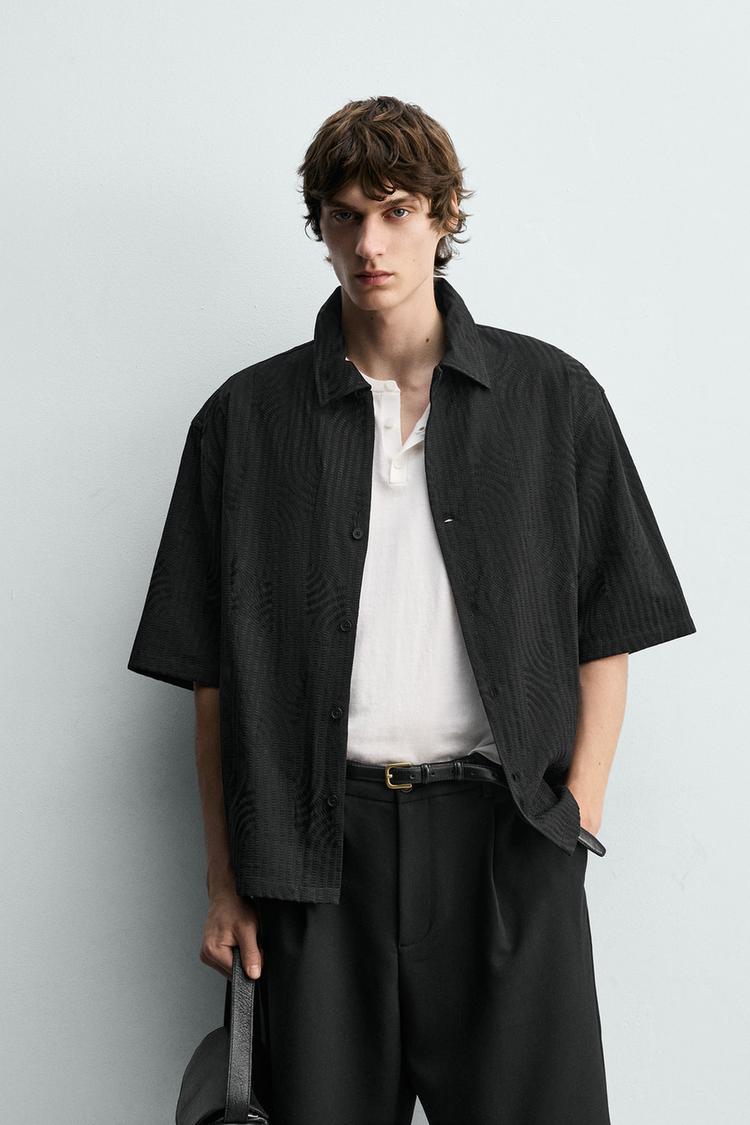 ZARA EMBROIDERED JACQUARD SHIRT