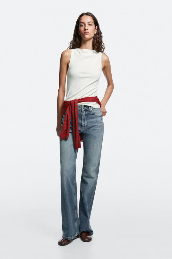Zara High-waist boot-cut jeans - Aquamarine - Image 0