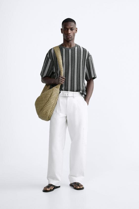 STRIPED JACQUARD T-SHIRT X CASA JOSEPHINE - Gray | ZARA Canada