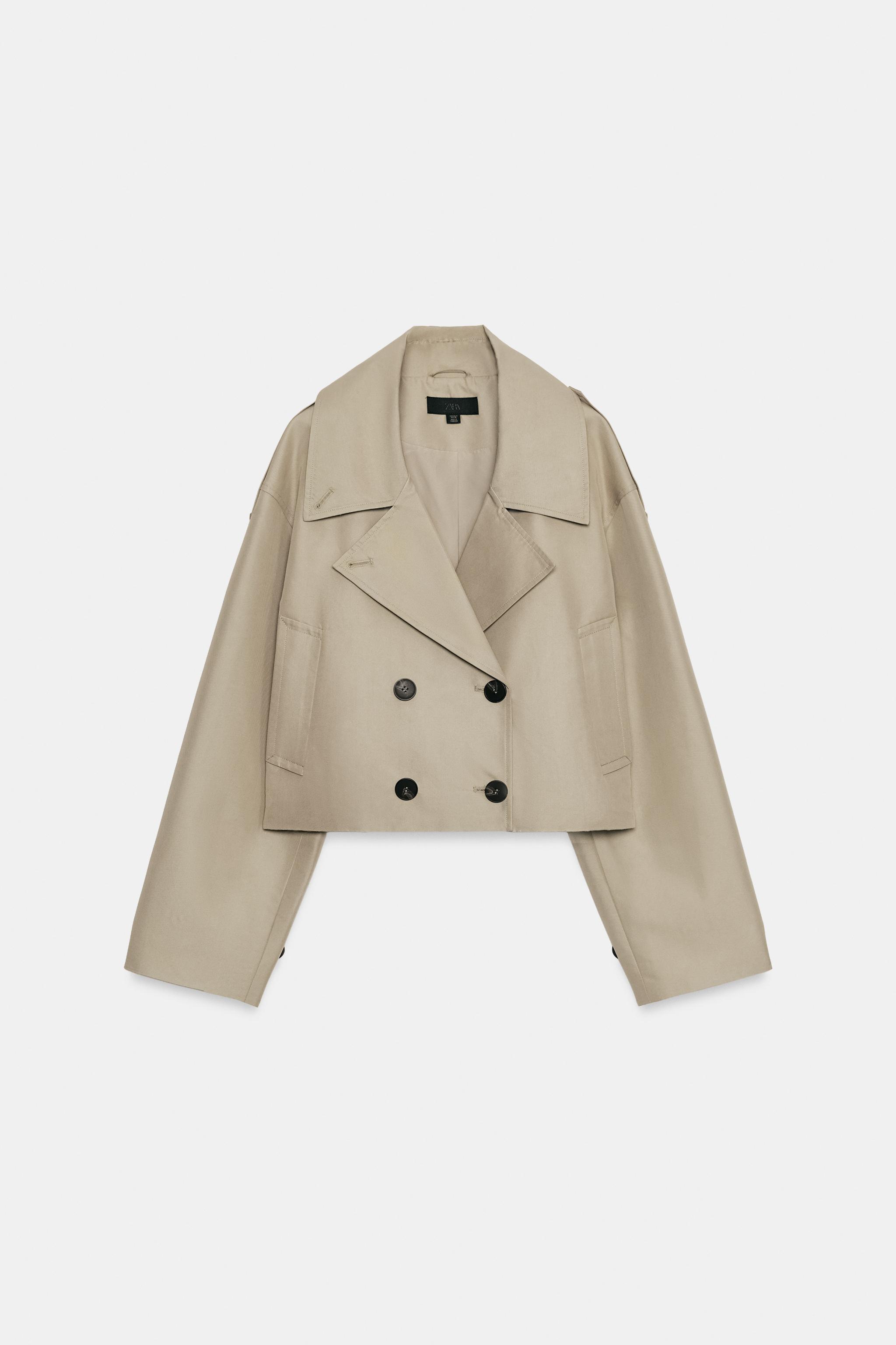Женские куртки Zara SHORT DOUBLE-BREASTED TRENCH JACKET — фото 7