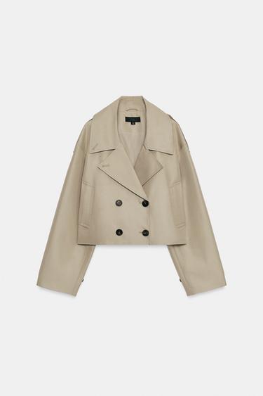 CAZADORA TRENCH CRUZADA CORTA - Tostado de Zara