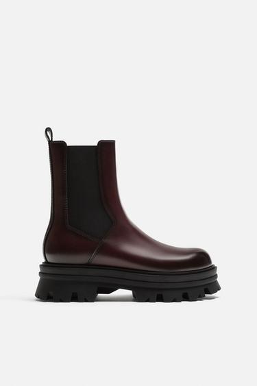 BOTTES CHELSEA À SEMELLE ÉPAISSE - Bordeaux de Zara - Image 4