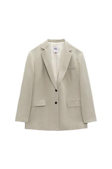 OVERSIZE LINEN BLEND BLAZER WITH VENTS