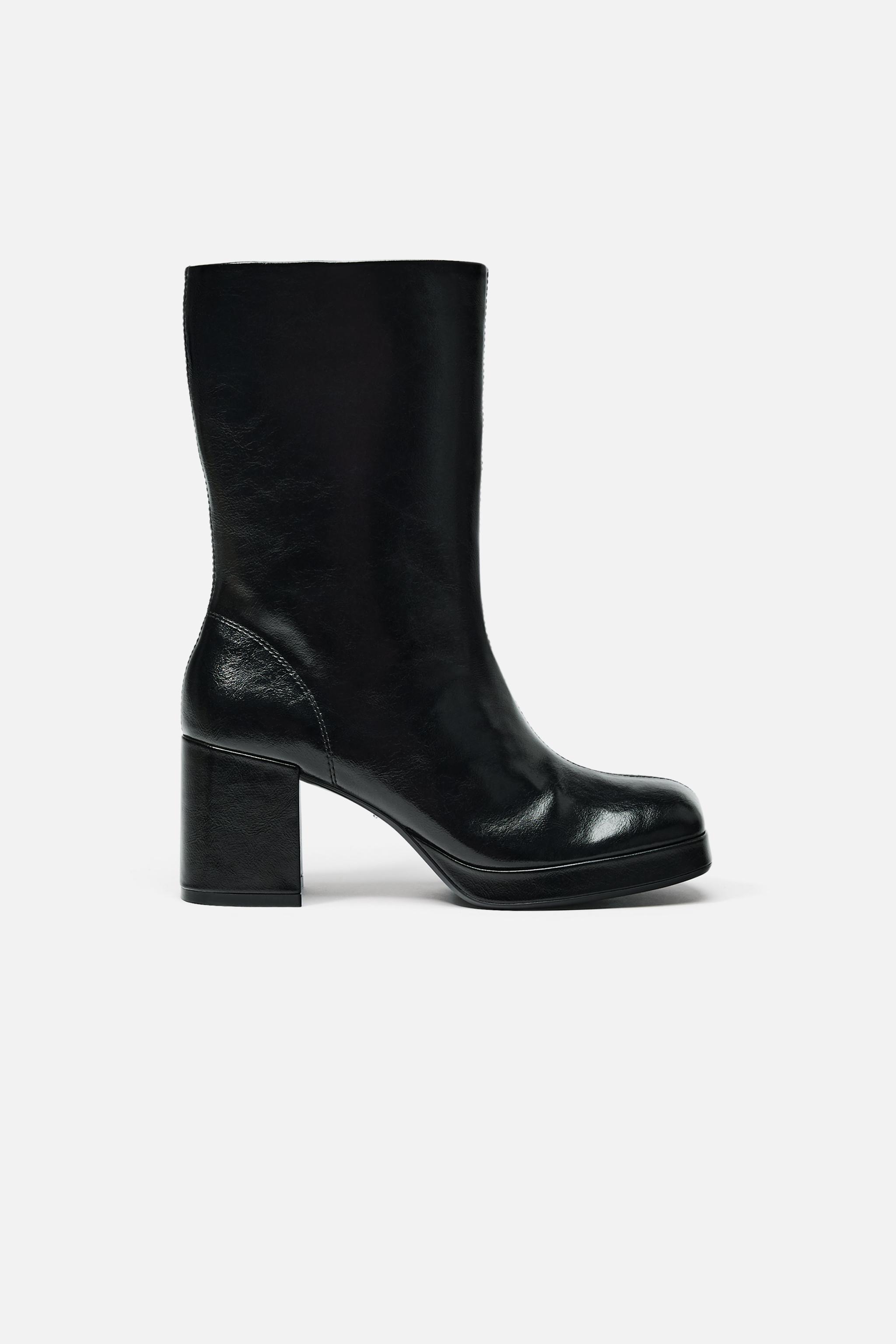 ひなた♪美品✨zara ザラ レザーブーツ センタージップ 26.0 黒 ひなた様専用♪美品✨zara ザラ レザーブーツ センタージップ