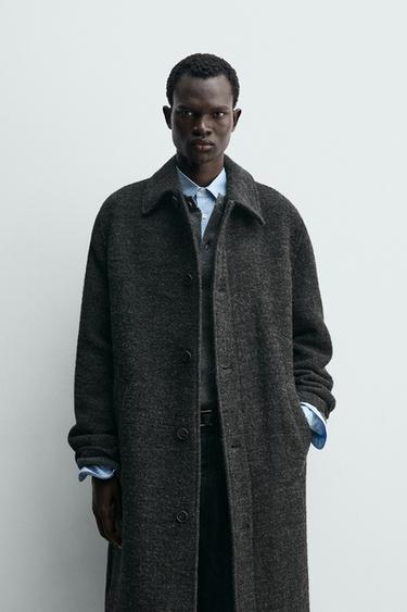 Zara TEXTURED WOOL BLEND COAT - Dark gray