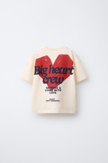 CAMISETA ESTAMPADA CORAZÓN Y TEXTO - Crudo de Zara