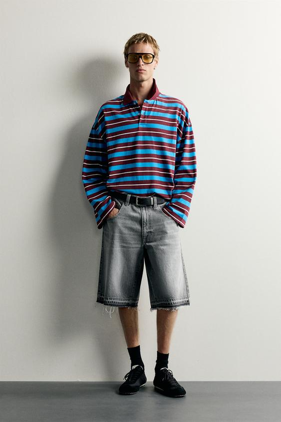 POLO RELAX FIT LISTRADA - Azul da Zara - Imagem 0