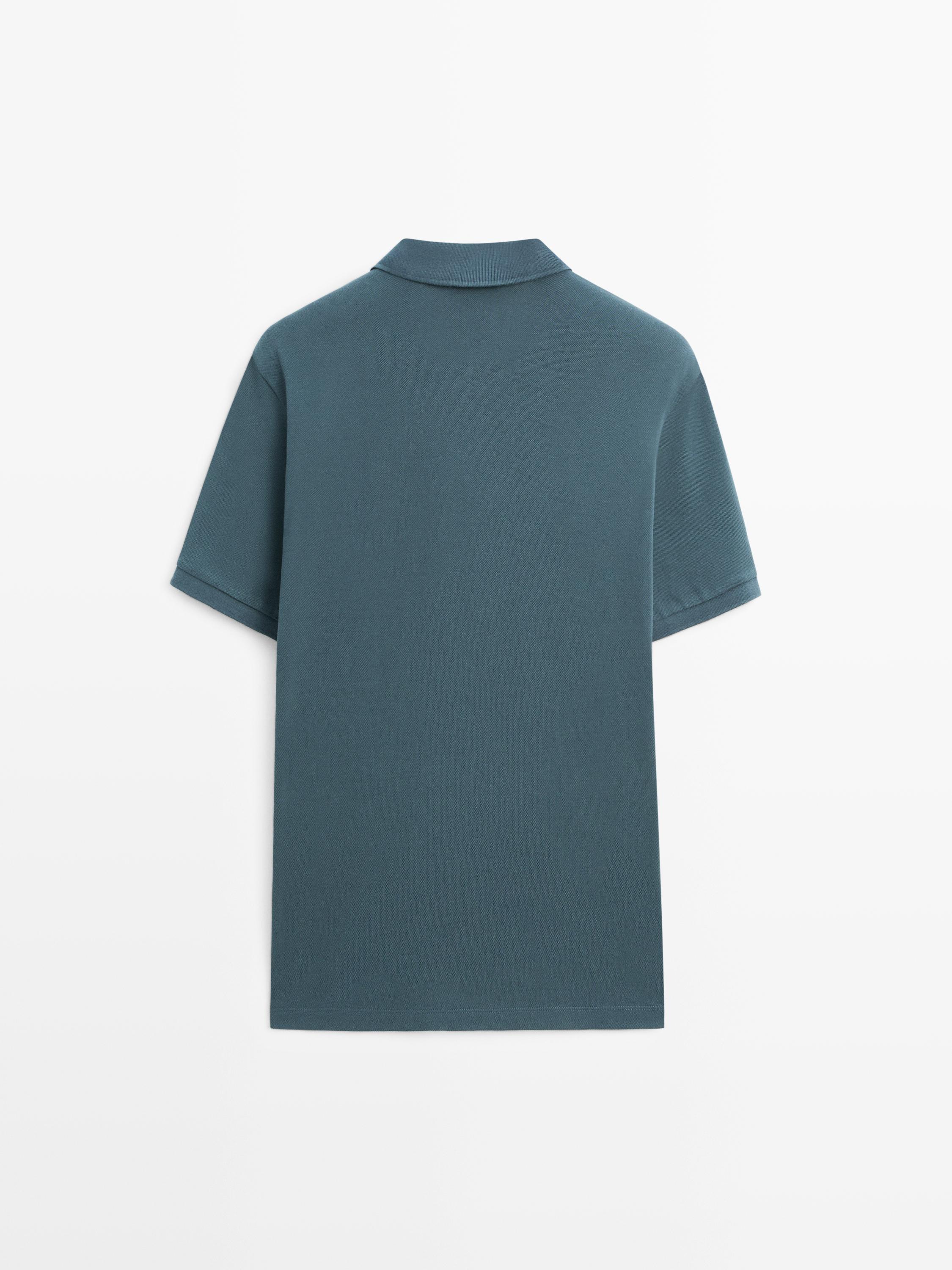 Micro-textured cotton piqué polo shirt